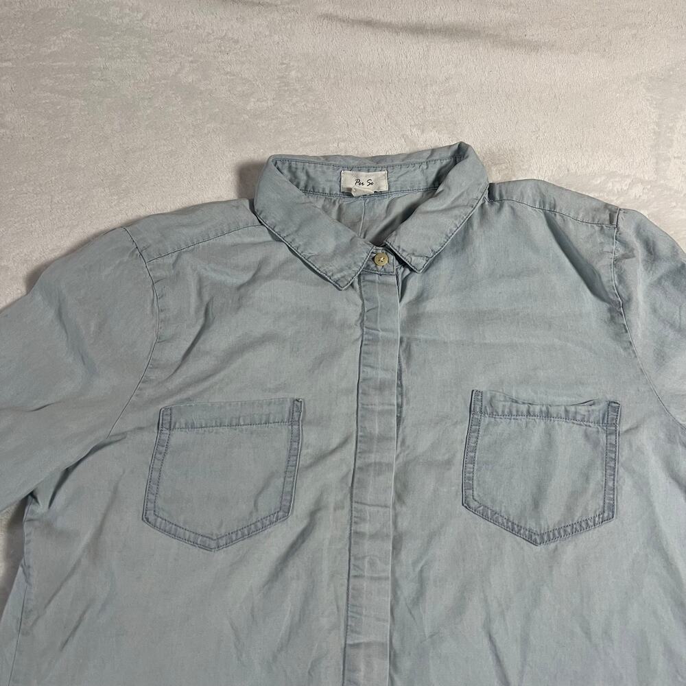 Per Se Women's Tencel Button Up Shirt w/ Split Back Size XL Tunic Lightweight - Picture 5 of 11